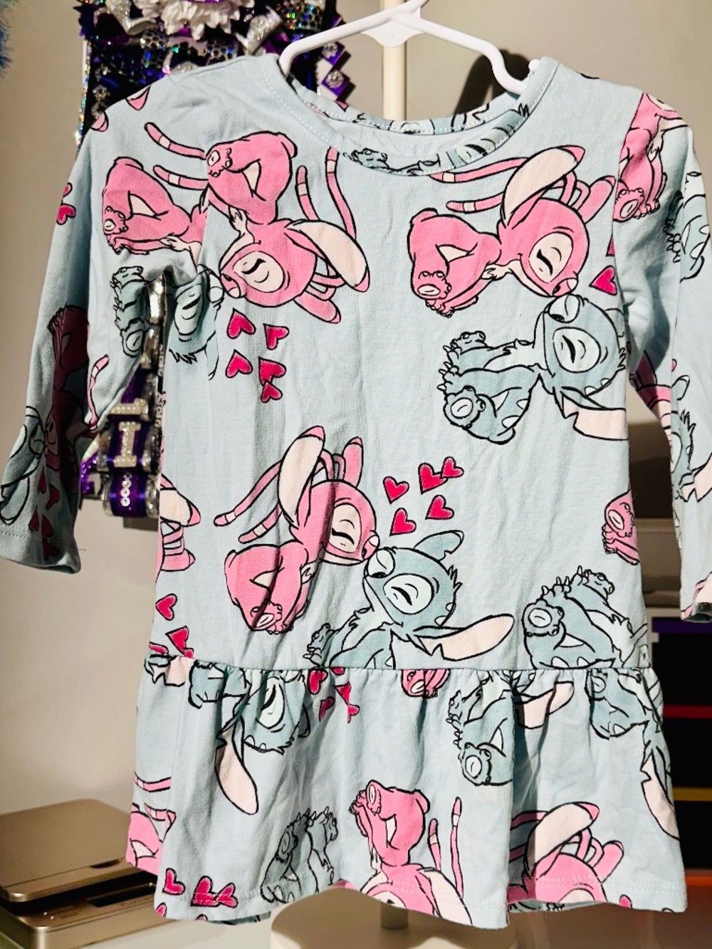 Disney Stitch & Angel Long Sleeve Dress, sz 18 mths (B61)